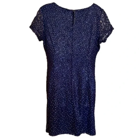 The LIMITED Celestial Dress Deep River Blue Embroidered w Metallic Silver Thread - Picture 8 of 9